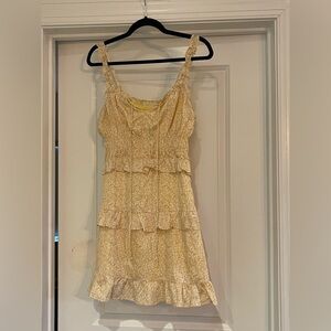 Princess Polly Cream and Yellow Tiered Mini Dress
